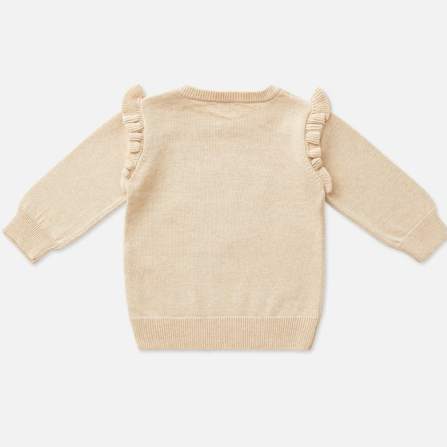 US stockist of Miann & Co's Knit Frill Baby Sweater - Lavender Daisy