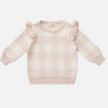 US stockist of Miann & Co's Frill Knit Sweater in Ballet Pink Gingham