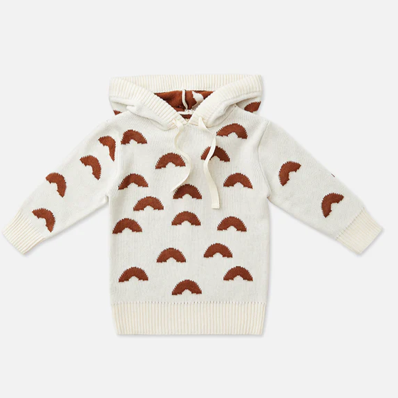 US stockist of Miann & Co's knit hooded sweater in Rainbow