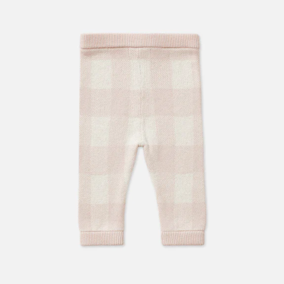 US stockist of Miann & Co's Knitted Baby Leggings in Ballet Pink Gingham