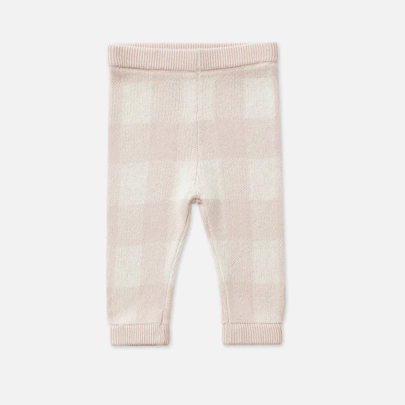 US stockist of Miann & Co's Knitted Baby Leggings in Ballet Pink Gingham