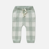 US stockist of Miann & Co's knit jogger pants in Whisper Green Gingham
