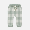 US stockist of Miann & Co's Knit Baby Jogger Pants in Whisper Green Gingham