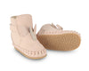 US stockist of Donsje's pale pink leather unicorn baby shoes with Kapi exclusive faux fur lining.  Velcro fastening - soft sole under 12mths.