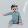 US stockist of Buck & Baa's gender neutral, organic cotton zip romper in Laurel.