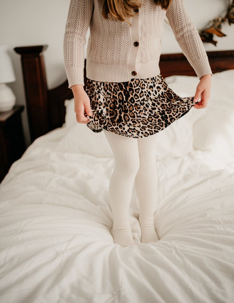 US stockist of Karibou Kids free & wild leopard print ruffle skirt.