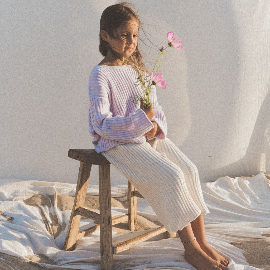 US stockist of Illoura the Label's 3/4 essential ribbed knit pants in Vanilla