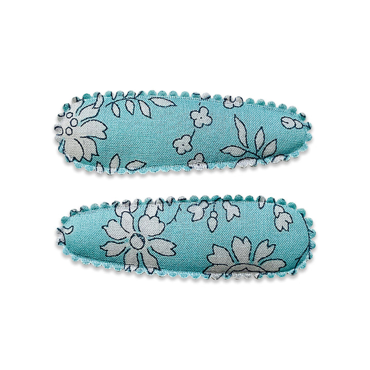 US stockist of Josie Joan's set of two "Little Ruth" fabric snap hair clips.