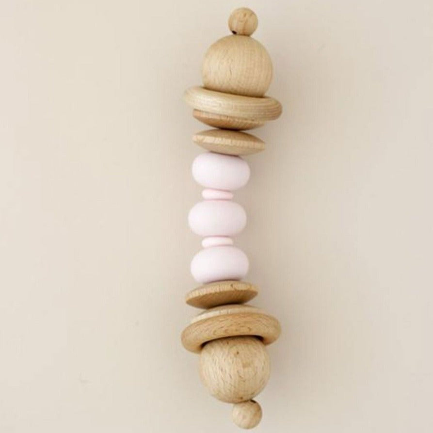 US stockist of Little Chew silicone + wood chess baby pink teether