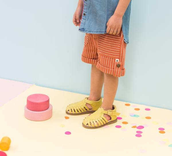 US stockist of Anchor & Fox's Waxed Leather, Closed Toe, Lemon Amalfi Sandals