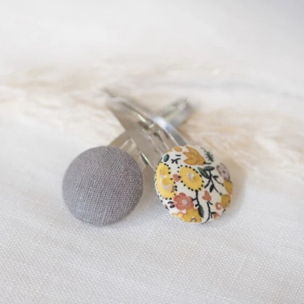 US stockist of Mae and Rae Marigold Button Bow Hair Clip Set