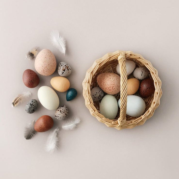 US stockist of Moon Picnic's Dozen Bird Eggs in a basket.