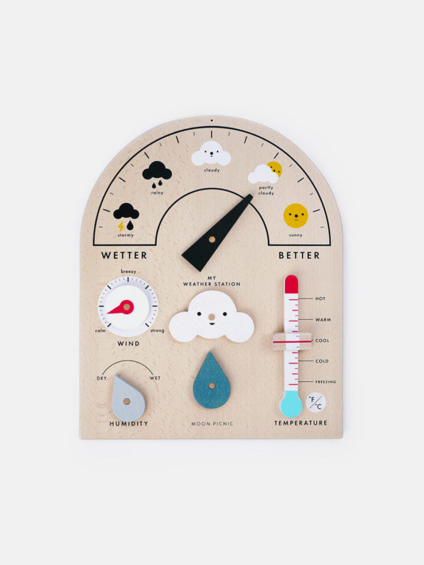 Stockist of Moon Picnic's wooden weather station.