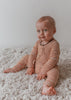 US stockist of Two Darlings gender neutral, mustard stripe rib cotton stretch harem jogger pants