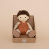 US stockist of gender neutral, brown haired, brown eyed Olli Ella peanut dinkum doll.  