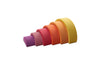 US stockist of Ocamora's 6pc Rainbow in pink.  Handmade from sustainable Linden wood in shades of pink, red, orange and yellow.