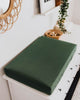 US stockist of Snuggle Hunny Kid's Olive green stretch cotton jersey bassinet sheet. Can also be used as a change mat cover.