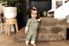 US stockist of Snuggle Hunny Kid's olive stripe zip growsuit.