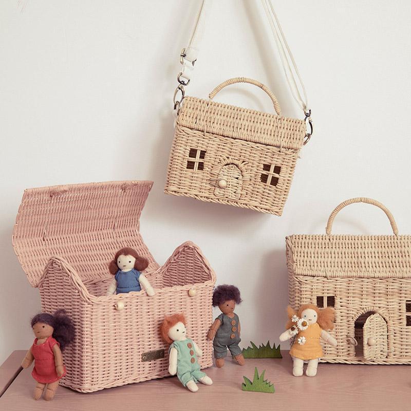 US stockist of Olli Ella's handwoven rattan rose Casa Clutch