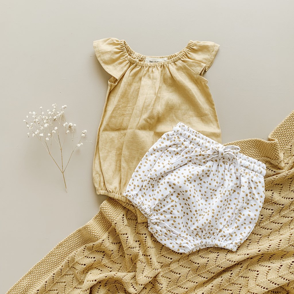 US stockist of Two Darlings ribbed cotton golden speckle bloomers
