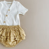 US stockist of Two Darlings golden linen ruffle butt bloomers