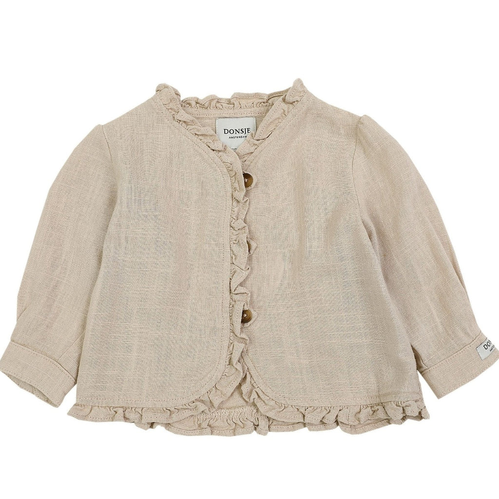 US stockist of Donsje's linen blend, Lori Blouse in Beige.  
