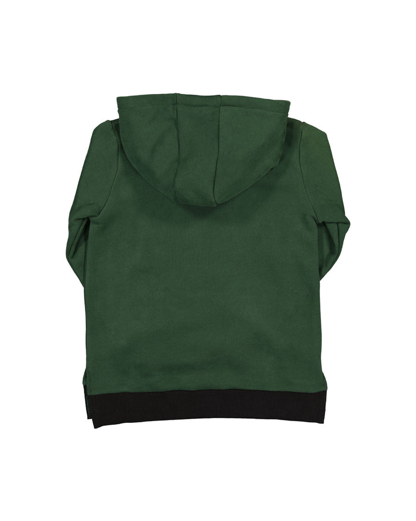 US stockist of Radicool Kids Tribe Hooded Sweatshirt in Dark Green.