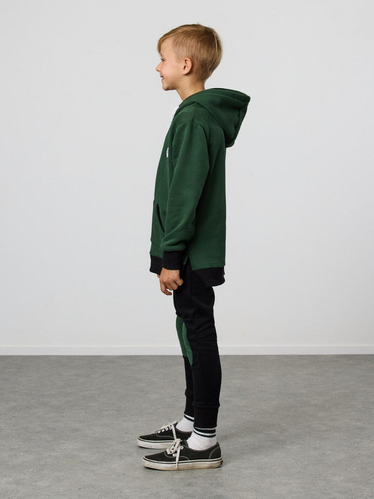 US stockist of Radicool Kids Tribe Hooded Sweatshirt in Dark Green.