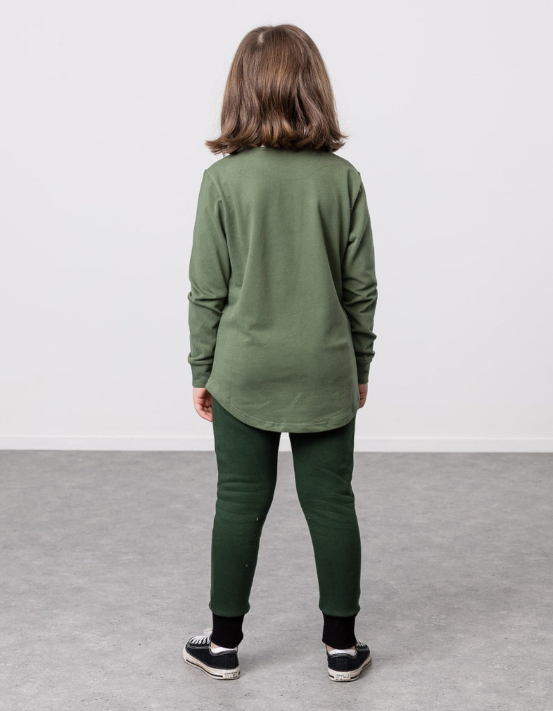 US stockist of Radicool Kids Tribe Pant in Dark Green.
