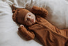 US stockist of Buck & Baa's organic cotton rib zip romper in gender neutral Cinnamon.  