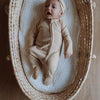 US stockist of Buck & Baa's organic cotton rib zip romper in gender neutral Biscuit.  
