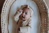 US stockist of Buck & Baa's organic cotton rib zip romper in gender neutral Biscuit.  