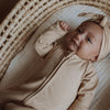 US stockist of Buck & Baa's organic cotton rib zip romper in gender neutral Biscuit.  
