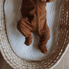 US stockist of Buck & Baa's organic cotton rib zip romper in gender neutral Cinnamon.  