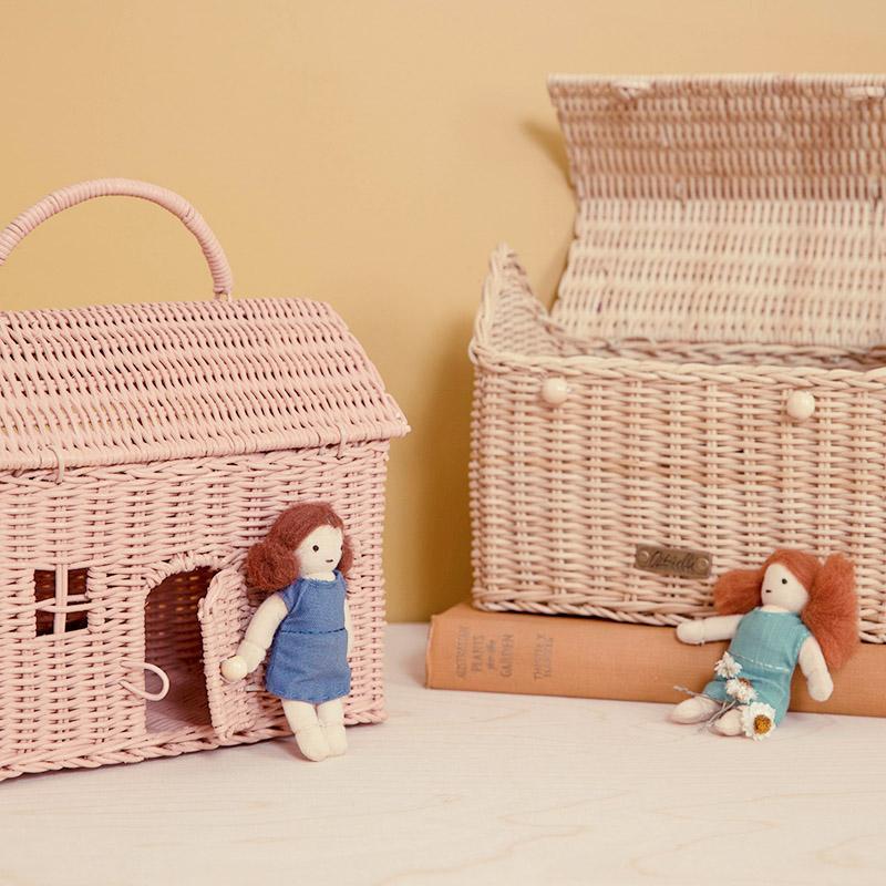 US stockist of Olli Ella's handwoven rattan rose Casa Clutch