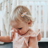 US stockist of Josie Joan's set of two "Little Amelia" fabric snap baby hair clips.