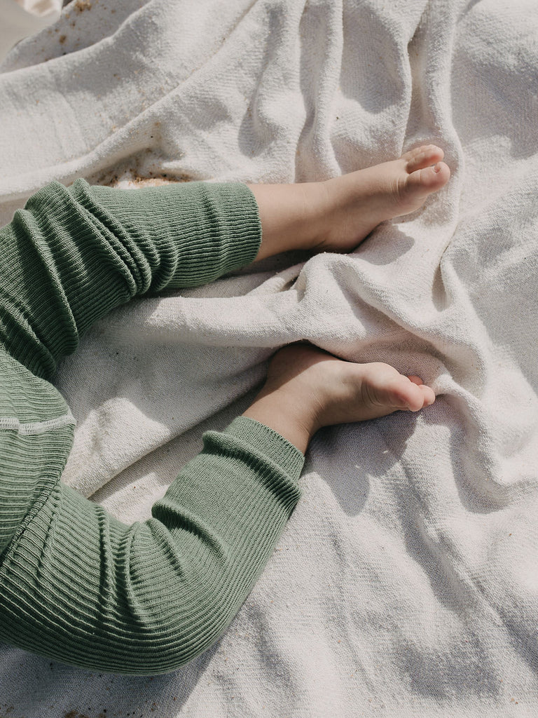 US stockist of Silly Silas' cotton footless tights in Matcha Oat Latte
