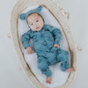 US stockist of Buck & Baa's organic cotton, gender neutral zip romper in Sky Bears.