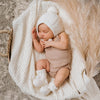 US stockist of Snuggle Hunny Kids ivory merino wool bonnet and bootie set
