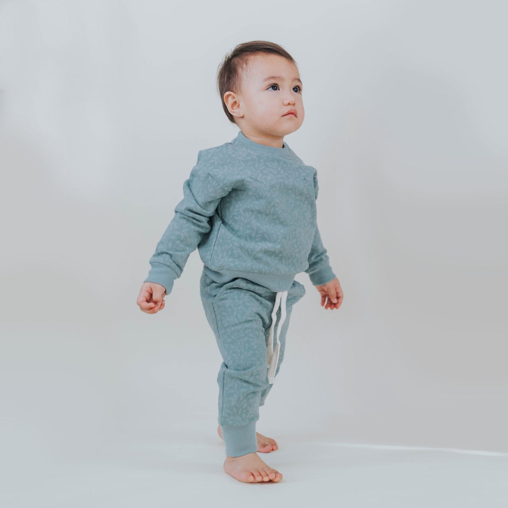 US stockist of Buck & Baa's gender neutral, organic cotton Sage Vines sweatshirt.