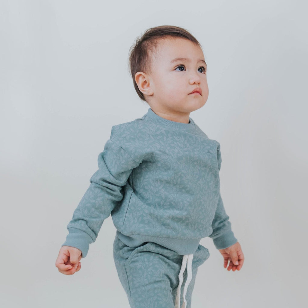 US stockist of Buck & Baa's gender neutral, organic cotton Sage Vines sweatshirt.