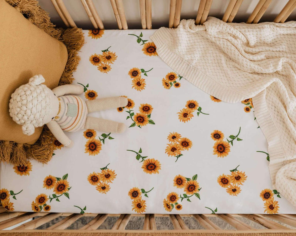 US stockist of Snuggle Hunny Kids sunflower crib sheet