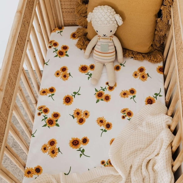 US stockist of Snuggle Hunny Kids sunflower crib sheet