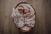 US stockist of Snuggle Hunny Kids sunset rainbow jersey wrap + beanie set