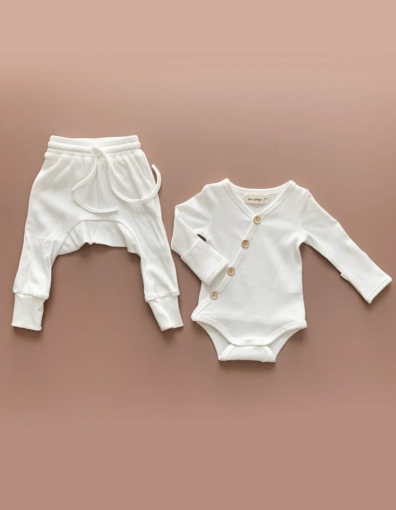 US stockist of Two Darlings milk rib cotton stretch harem jogger pants