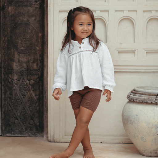 US stockist of Illoura the Label's Rumi Rib Knit Shorts in Coco.