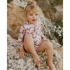 US stockist of Sukoo the Label.  Long Sleeve rashsuit made from Repreve UPF 50 + fabric.  Cream fabric with beautiful pink floral print and hidden zip at back.
