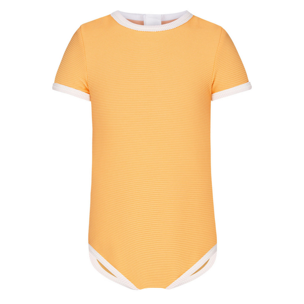 US stockist of Zulu & Zephyr's Mini Rib Short Sleeve Onesie in Mango
