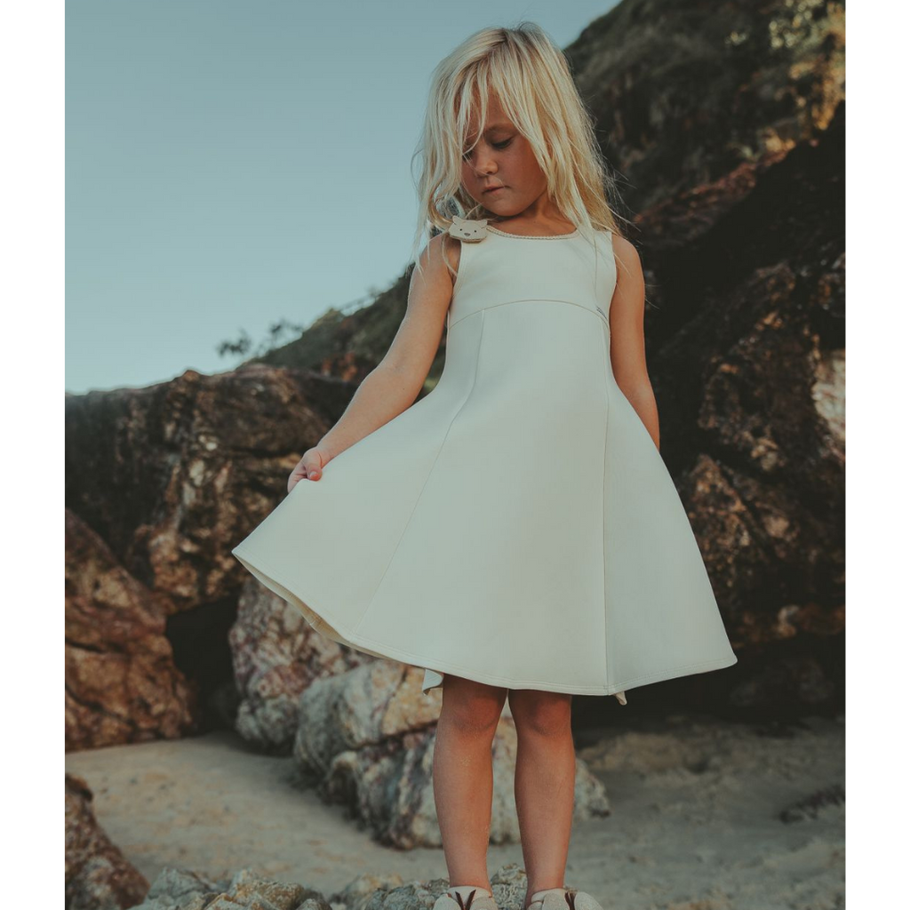 US stockist of Donsje's sleeveless Sassie Dress in Off White.