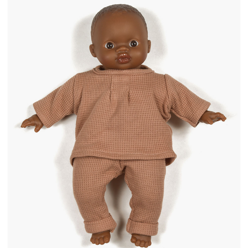 US stockist of Minikane's 2pc, Brown Sugar Honeycomb set for Minikane baby dolls.